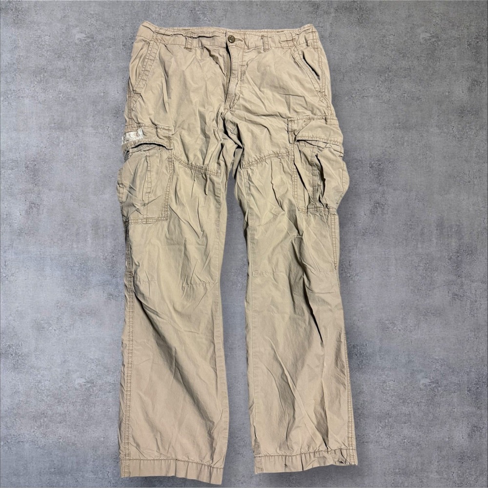 VTG 34 x 30 Polo RL Jeans Military Surplus Tan Cotton Paratrooper Cargo Pants